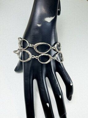 Brighton Swinging Sixties Retired Bracelet Silver Plated  Oval Links Adjustable